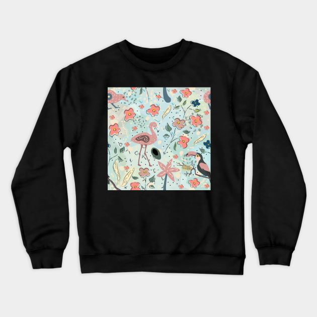 Exotic Bird Pattern Crewneck Sweatshirt by Creative Meadows